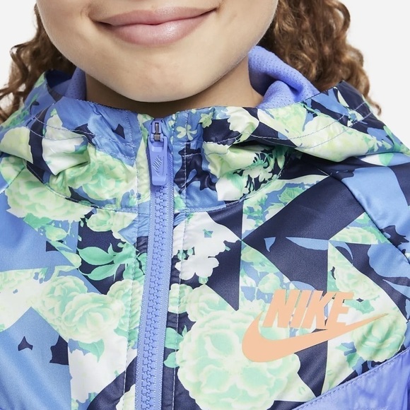 Nike Sportswear Windrunner Big Kids Girls’ Printed Jacket Royal Pulse Large - Picture 3 of 15